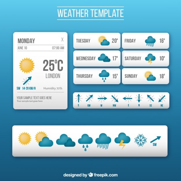Weather app template with icons