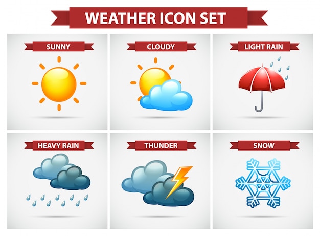 Free Vector | Weather icon set with many weather conditions