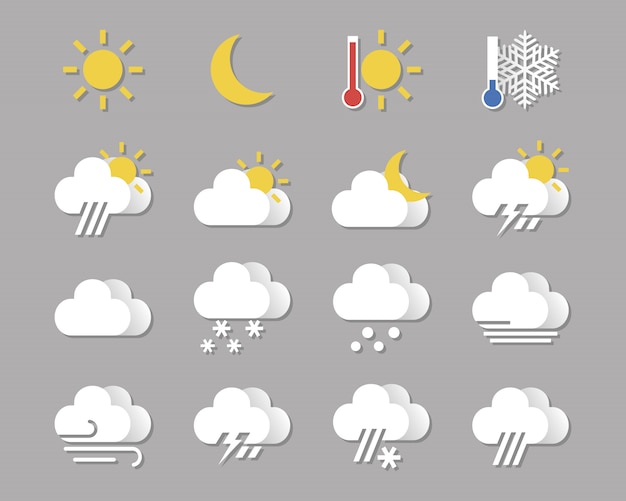 Weather icons set Premium Vector