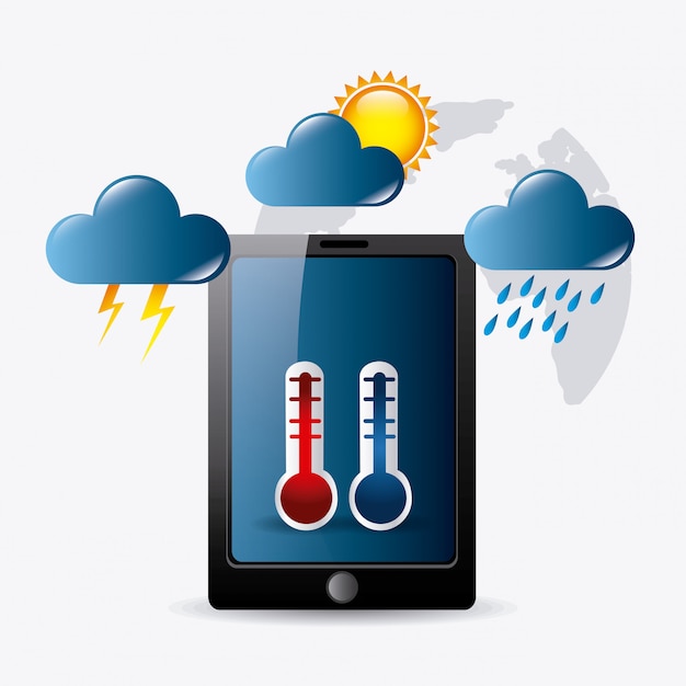 Premium Vector | Weather mobile app design.