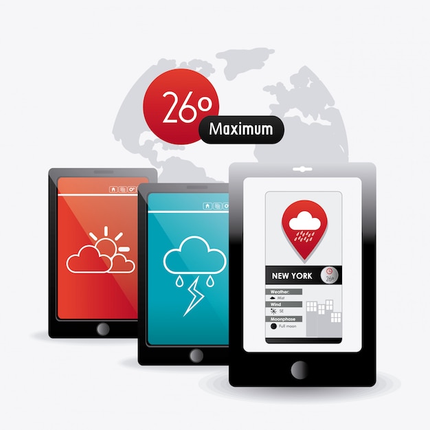 Download Weather mobile app design. Vector | Premium Download