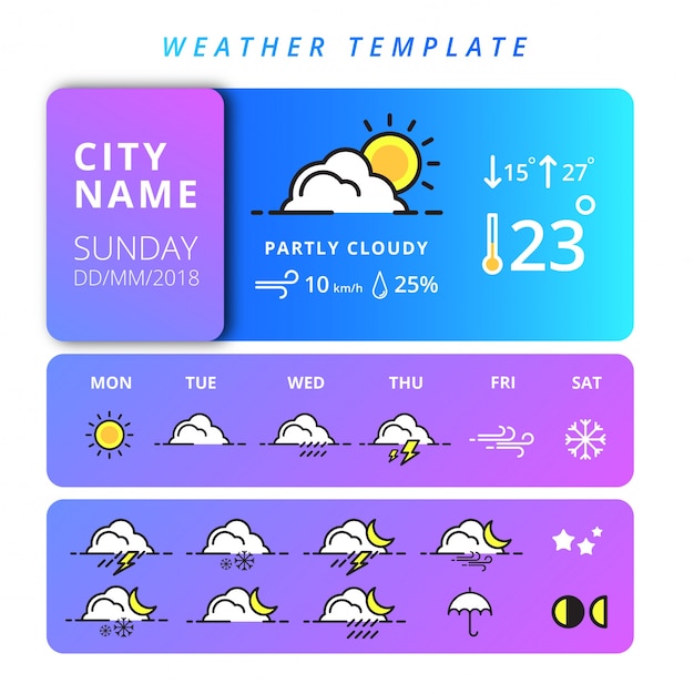 Premium Vector Weather template and set