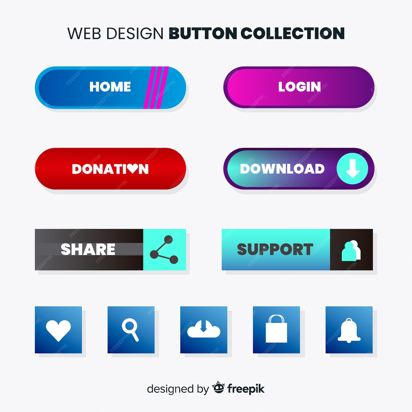 Free Vector | Web button collection in gradient style