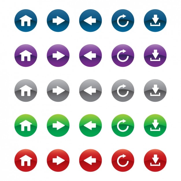 Web buttons set in different colors Free Vector