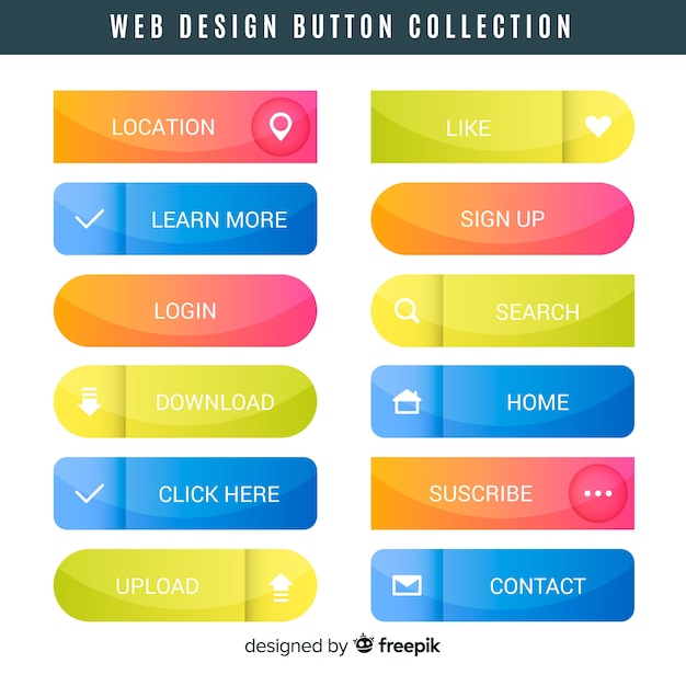 Web Design Button Collection Free Vector