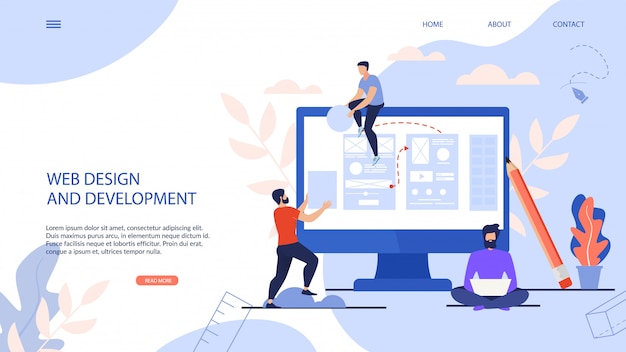 Web design and development landing page Premium Vector