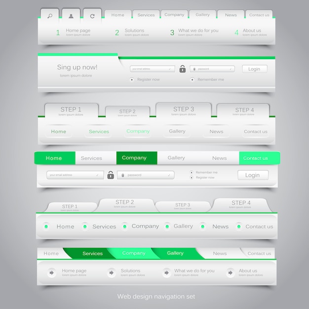 Webデザインナビゲーションセット プレミアムベクター