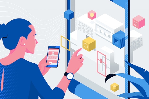 Web designer planning application for mobile phone Premium Vector