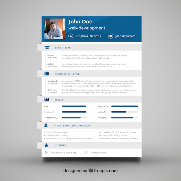 Web Developer Cv Template Free Vector