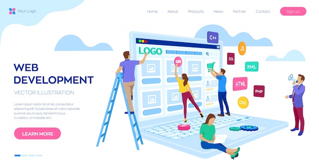 Download Free Web Development Landing Page Web Template Project Team Of Use our free logo maker to create a logo and build your brand. Put your logo on business cards, promotional products, or your website for brand visibility.