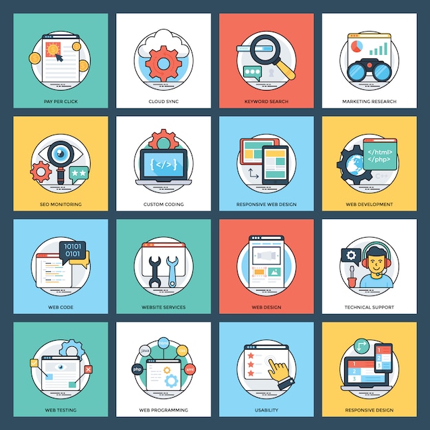 Web and development pack Premium Vector
