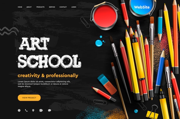 Download Premium Vector | Web page design template for art school ...