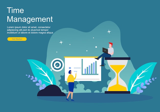 Web page time management and procrastination Premium Vector
