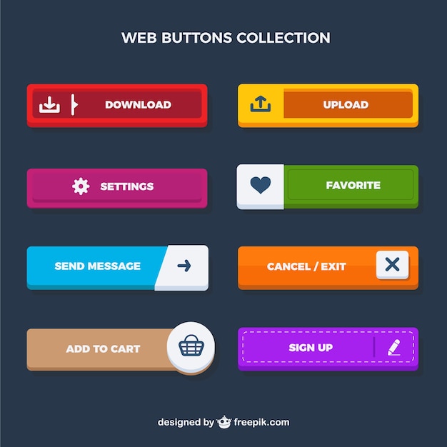 Web rectangular buttons collection Vector | Free Download