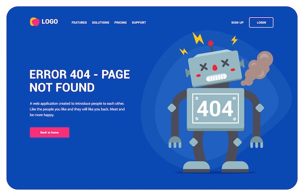 Web site error 404 with a broken robot. Premium Vector