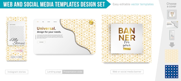 Web and social media templates design set Premium Vector