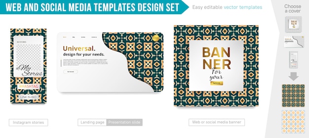 Web and social media templates design set Premium Vector