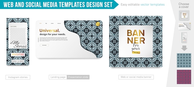 Web and social media templates design set Premium Vector