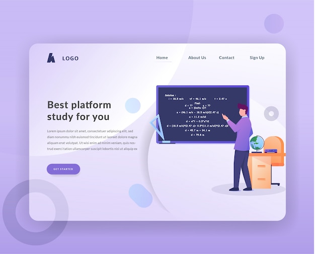 Premium Vector | Web study landing page with illustration