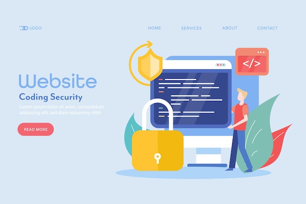 Premium Vector | Website coding security