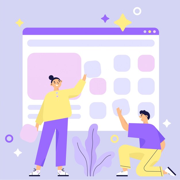 Website construction, web page building process. design for mobile and web graphics. teamwork. flat vector illustration. Premium Vector