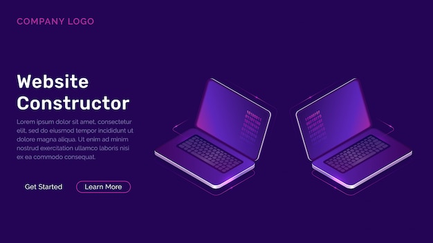 Website constructor isometric concept Free Vector