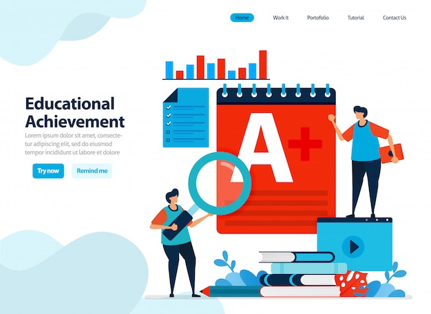 Premium Vector | Website design of educational achievement and learning ...