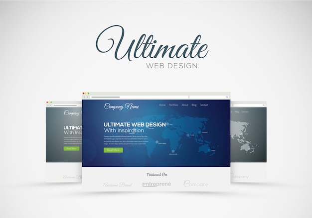 Premium Vector Website Design Showcase In Web Browser Vector Concept