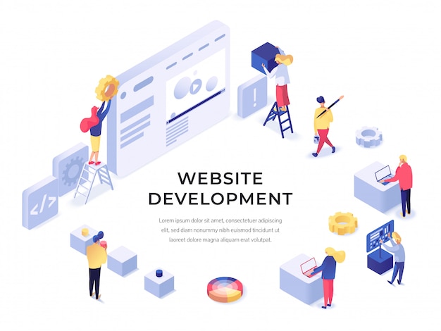 Website development isometric Premium Vector