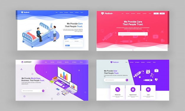 Premium Vector | Website hero image or landing pages set.