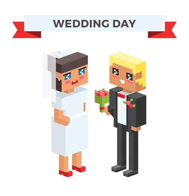 Download Wedding 3d couples cartoon style vector illustration Vector | Premium Download