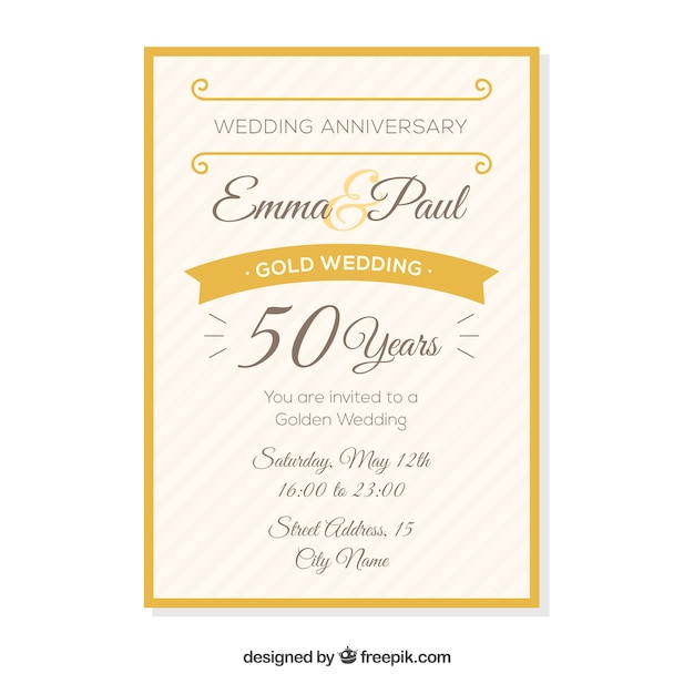 Free Vector | Wedding anniversary card in flat style