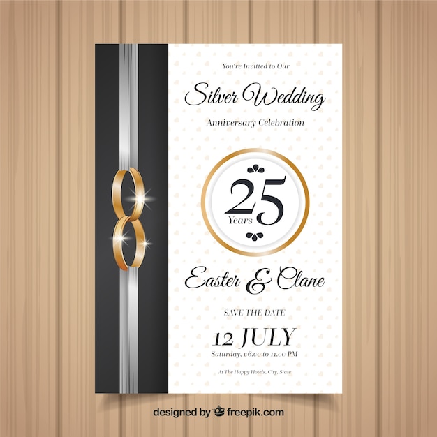 Free Vector Wedding Anniversary Card In Realistic Style