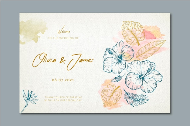 Download Free Vector | Wedding banner with floral ornaments