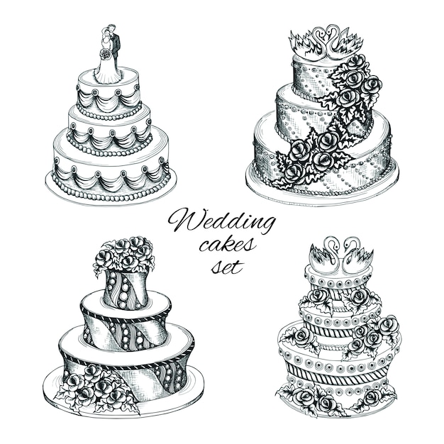 Download Wedding cakes set | Free Vector