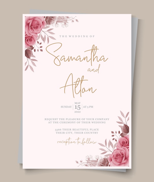 Premium Vector | Wedding card concept with elegant floral