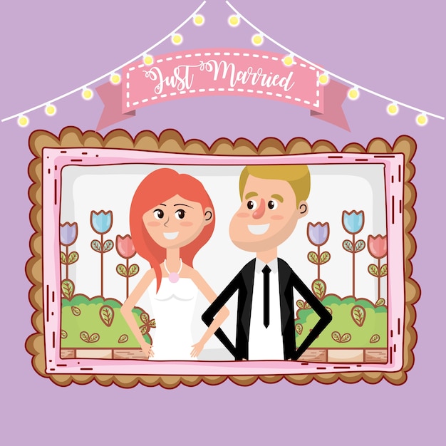 Premium Vector | Wedding card design cartoon