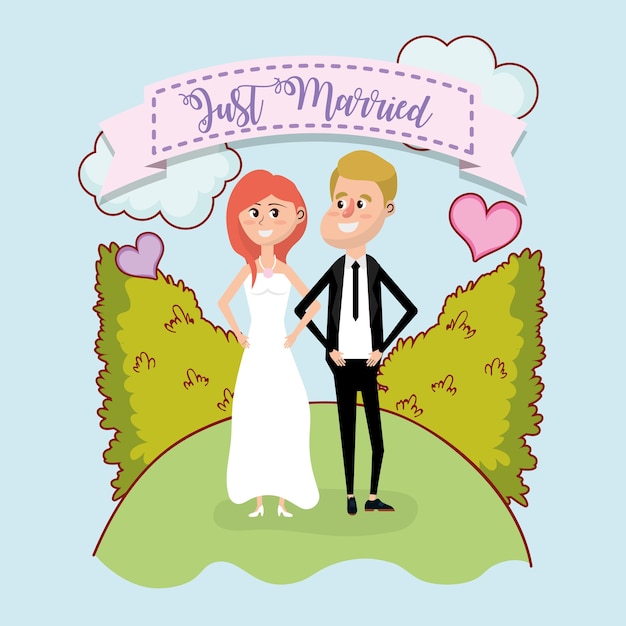 Premium Vector | Wedding card design cartoon