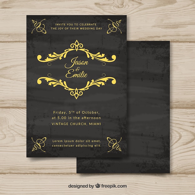 Wedding card template with vintage style | Free Vector