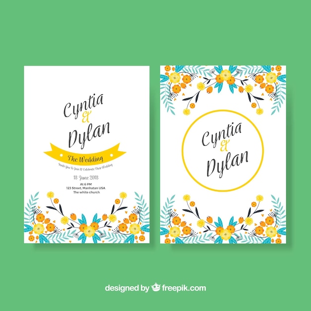 Free Vector | Wedding card template