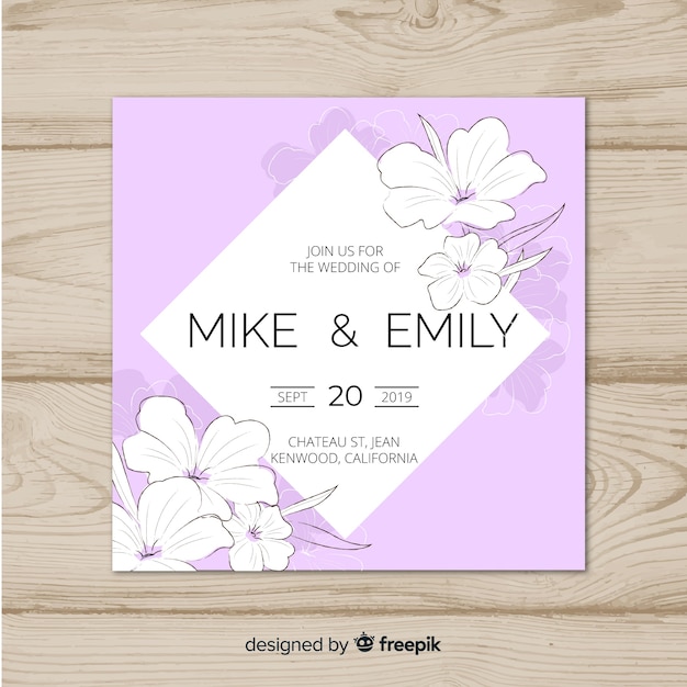 Download Wedding card template | Free Vector