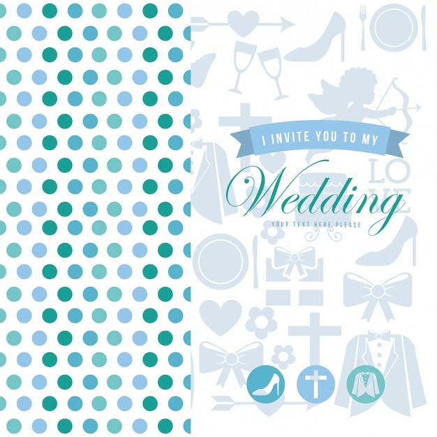 Wedding card over white background vector illustration Vector | Premium