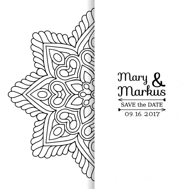Download Wedding card with a cute mandala | Free Vector