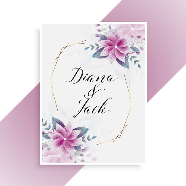 Download Wedding card with floral decoration Vector | Free Download