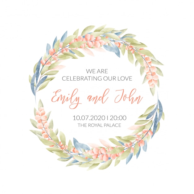 Free Vector | Wedding card with floral frame