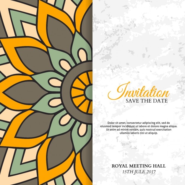 Download Wedding card with a floral mandala | Free Vector