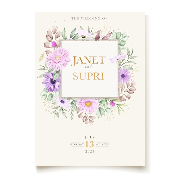 Free Vector | Wedding card with soft chrysanthemum flower