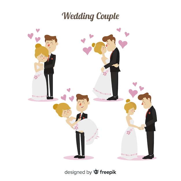 Download Wedding couple character collection | Free Vector
