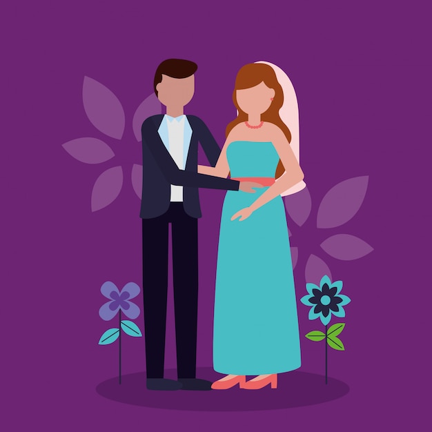 Download Wedding couple in flat style | Free Vector