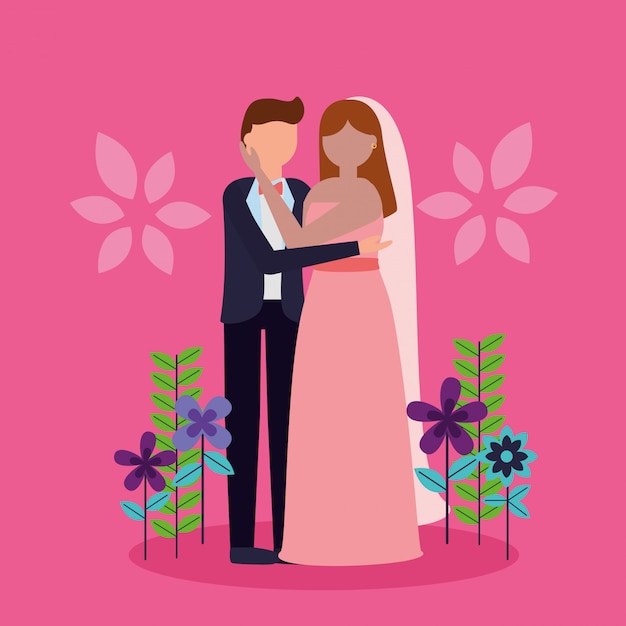 Download Wedding couple in flat style Vector | Free Download